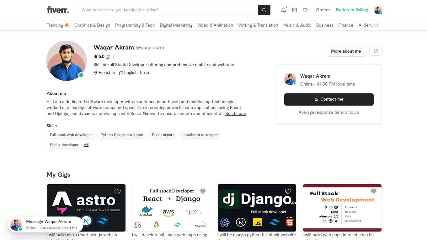 Fiverr Home Page Image